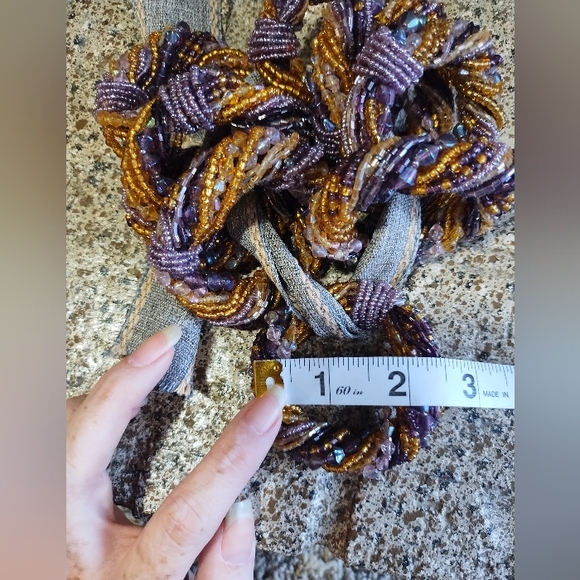 Napkin Ring Holders Beaded Purple Gold Boho Elegant - Picture 9 of 9